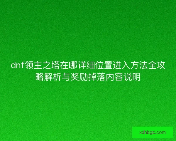 dnf领主之塔在哪详细位置进入方法全攻略解析与奖励掉落内容说明